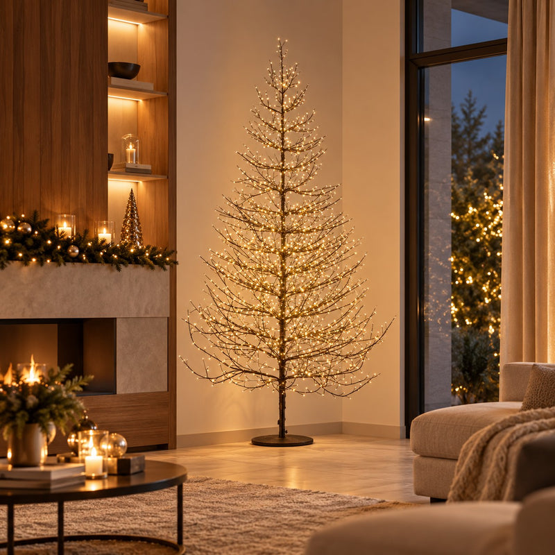EDG Enzo De Gasperi Árbol de Navidad Haya Rich Black 2690 MicroLED H210 Ø130 cm IP44 – Árbol Luminoso de Exterior