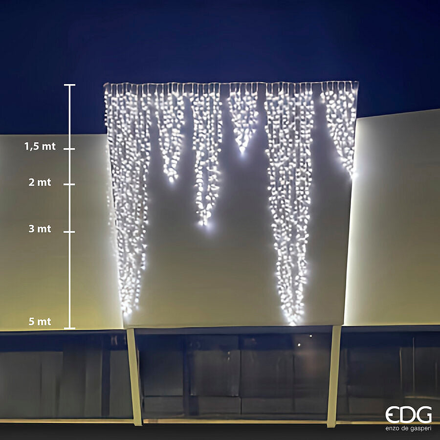 edg enzo de gasperi edg enzo de gasperi cascata led prolungabile 180 maxi led h 300 cm l 50 cm ip 67 white ean 8059824584229