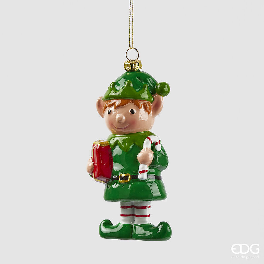 EDG Enzo De Gasperi Adorno Navidad Elfo H 12,5 Cm L 4 Cm L 6 Cm Verde Mix