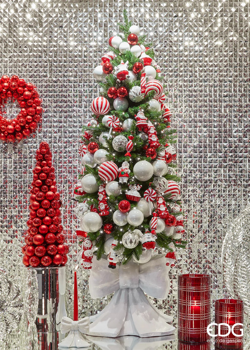 EDG Enzo De Gasperi Base para Árbol Navidad Pino Copos H 57 Cm L 50 Cm L 50 Cm Blanco