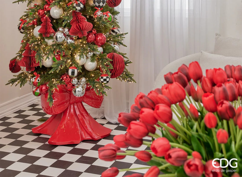 Base para Árbol de Navidad EDG Enzo De Gasperi Pino Copos H 57 Cm L 50 Cm L 50 Cm Rojo