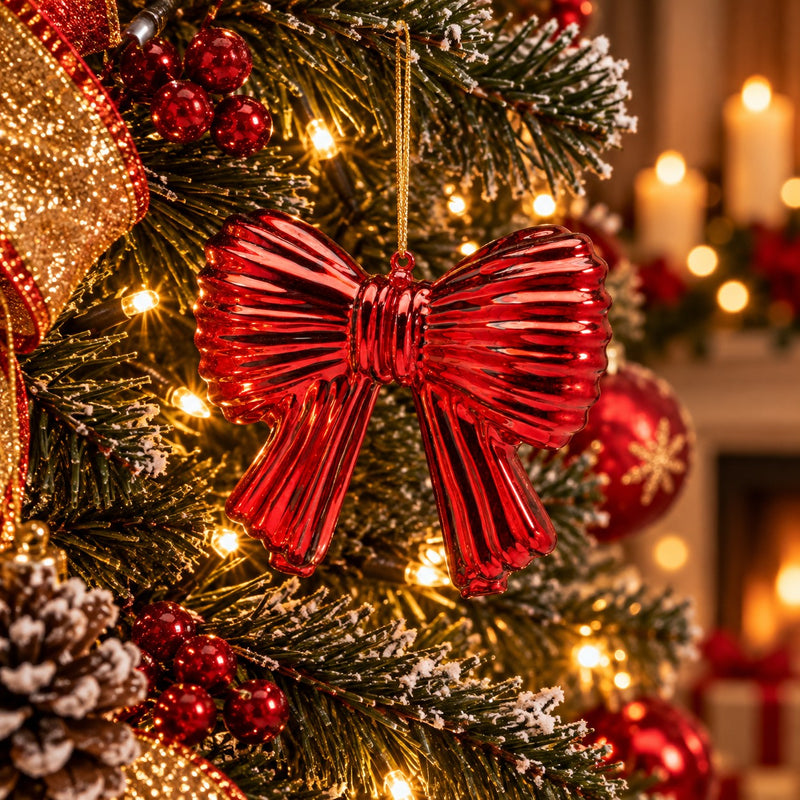 EDG Enzo De Gasperi Lazo Navideño Rojo H11xL13 cm – Adorno para Árbol de Navidad