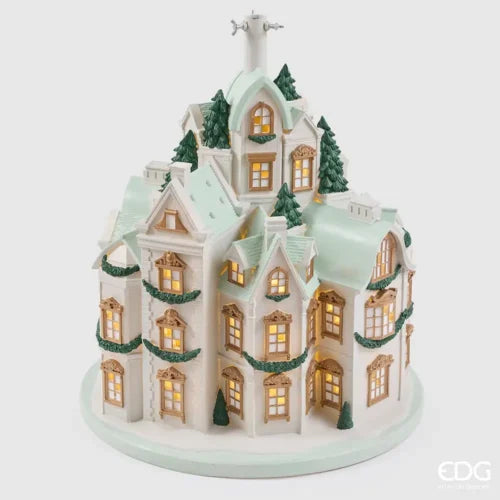 EDG Enzo De Gasperi Base Pino Palazzi LED H70 Ø59 cm Bianco Blu – Decorazione Natalizia Luminosa