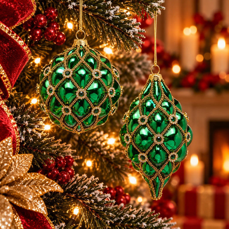 EDG Enzo De Gasperi Pallina di Natale Capitonné Green Ø10 cm – 1 Pezzo Assortito