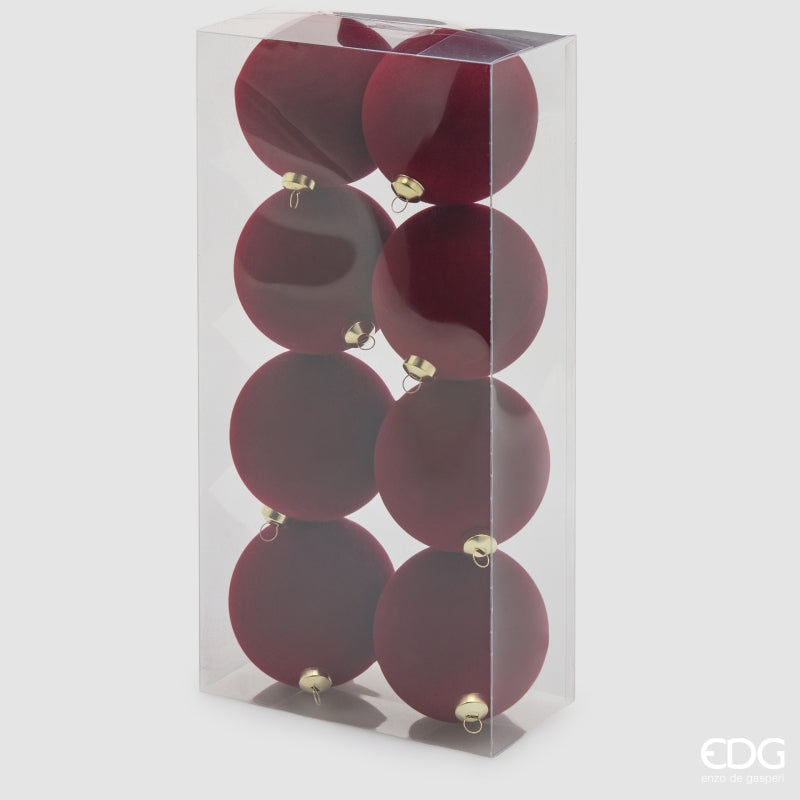 Bolas de Navidad EDG Enzo De Gasperi en Terciopelo Burgundy Ø8 cm – Set 8 Uds