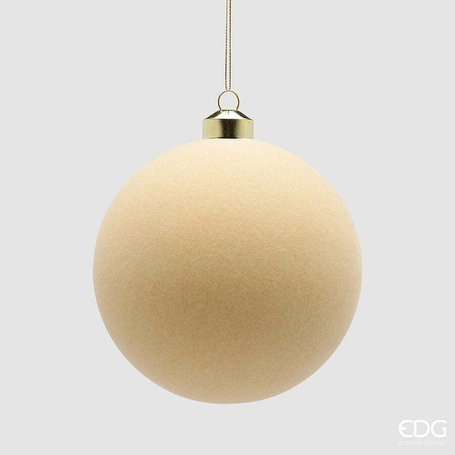EDG Enzo De Gasperi Bolas de Navidad en Terciopelo Cream Ø12 cm – Set 4 Uds