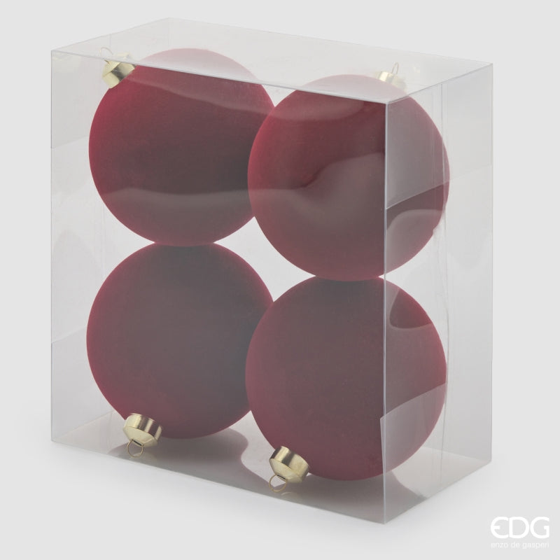 EDG Enzo De Gasperi Bolas de Navidad en Terciopelo Burgundy Ø12 cm – Set 4 Uds