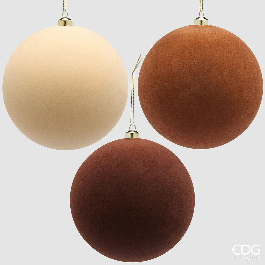 Bolas de Navidad EDG Enzo De Gasperi en Terciopelo Brown Mix Ø20 cm – Set 3 Uds