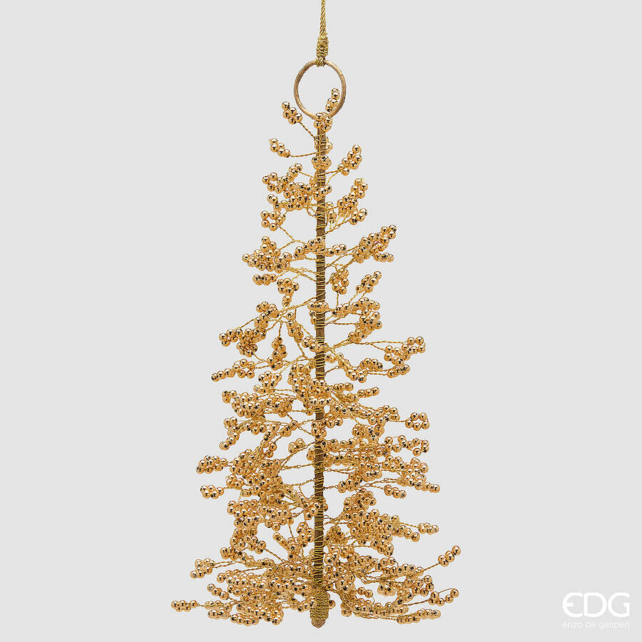 EDG Enzo De Gasperi Pino Natalizio con Perline H26 Ø14 cm Oro – Addobbo di Natale