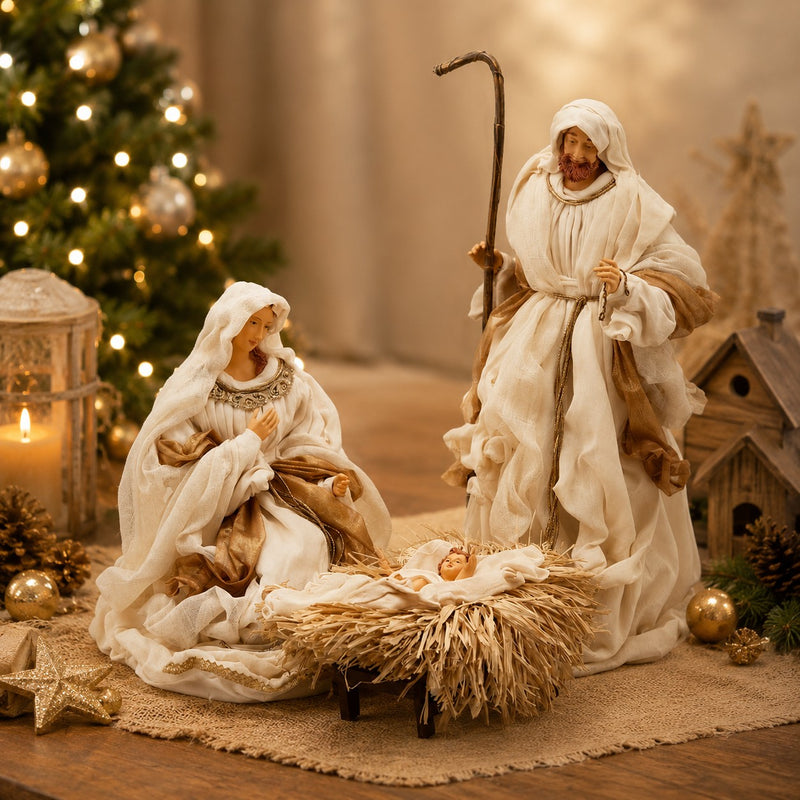 EDG Enzo De Gasperi Belén Navidad King H 70 Cm 3 Personajes Blanco Marfil