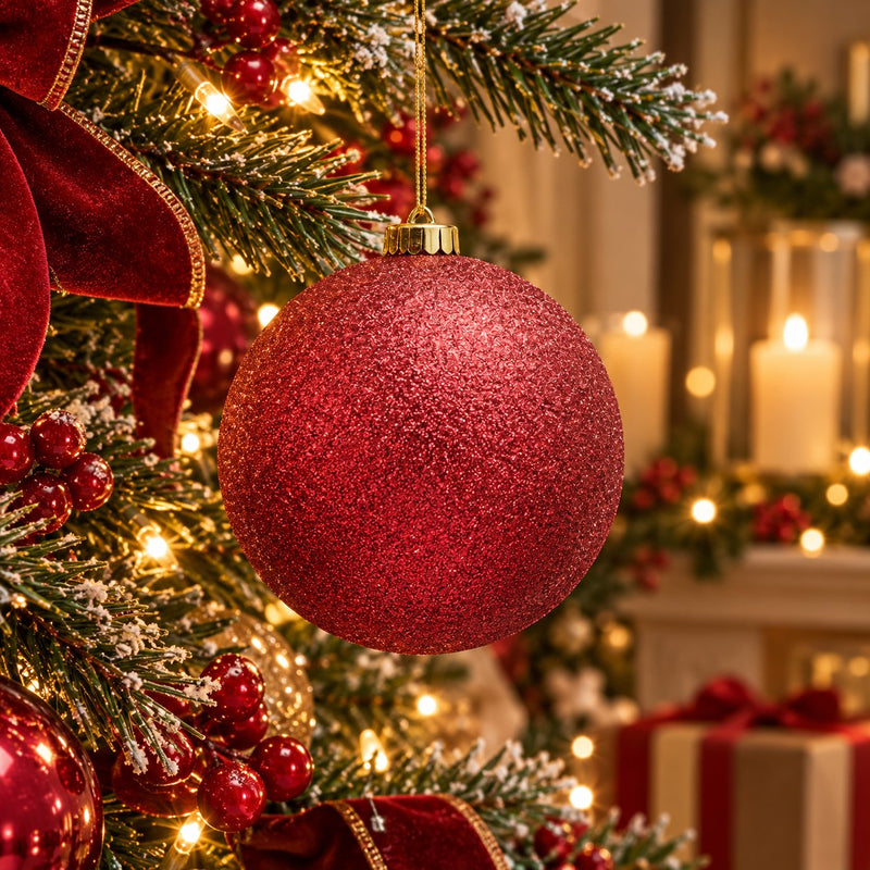 EDG Enzo De Gasperi Bola de Navidad Glitter Burgundy Ø15 cm – Adorno Navideño