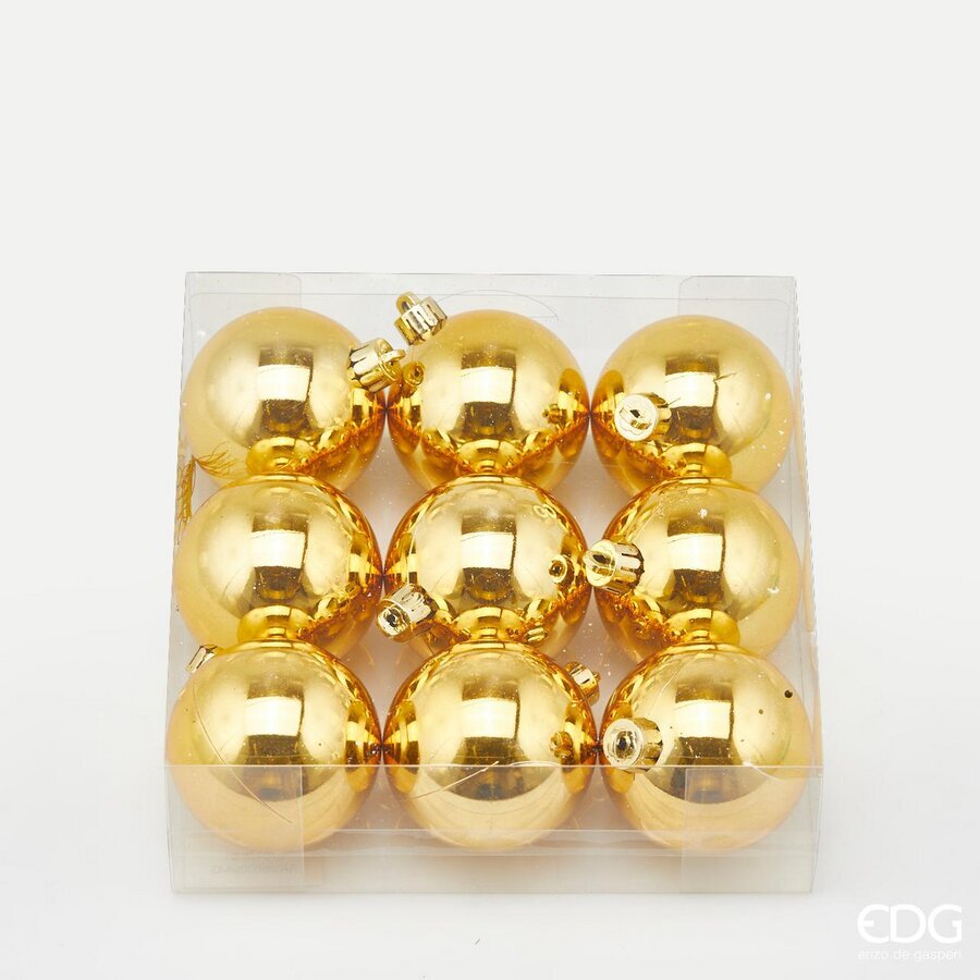 EDG Enzo De Gasperi Bolas de Navidad Brillantes Oro – Set de 9 Piezas