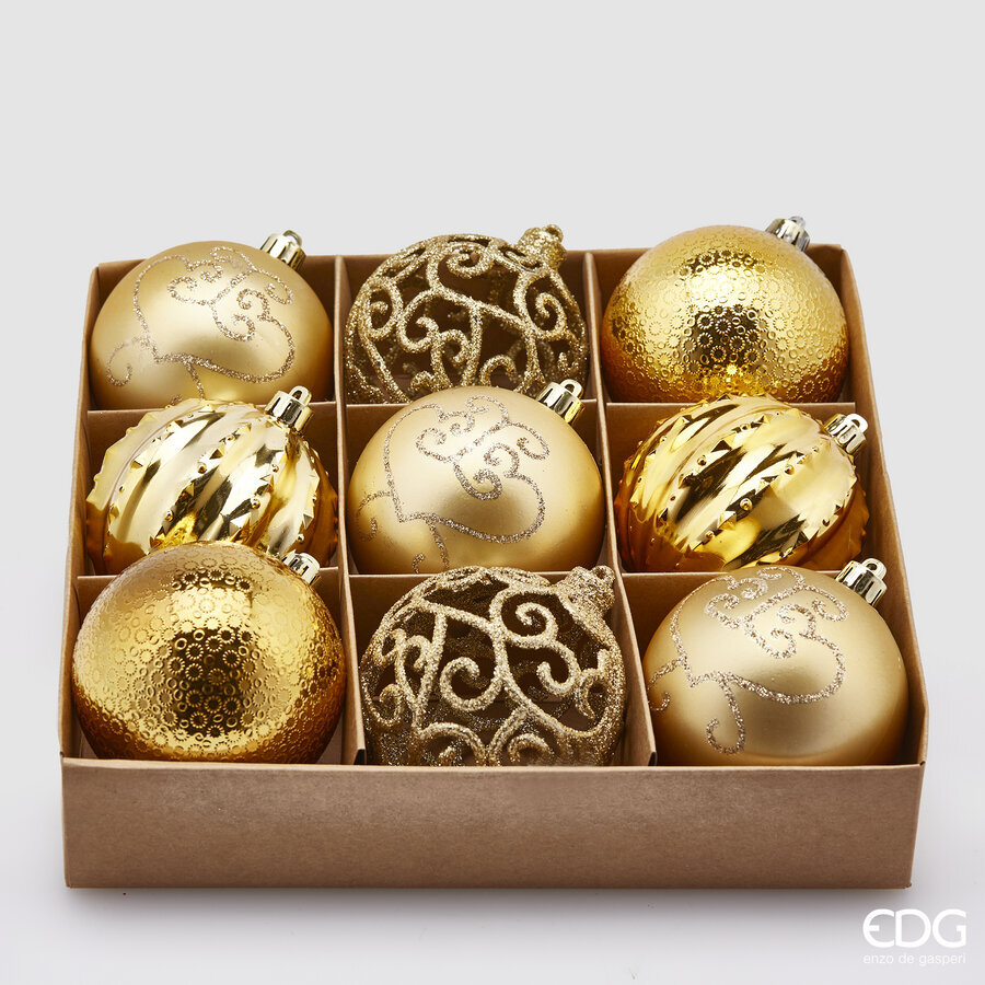 EDG Enzo De Gasperi Bola Navidad Poly Mix D 8 Cm Paq 9 Uds Light Gold