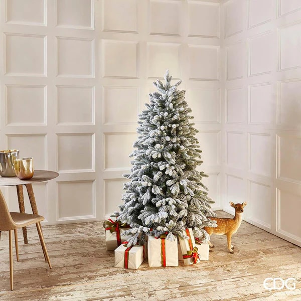 EDG Enzo De Gasperi Albero di Natale Pino Merano Innevato H 180 Cm D 117 Cm con 550 Led Bianco Verde