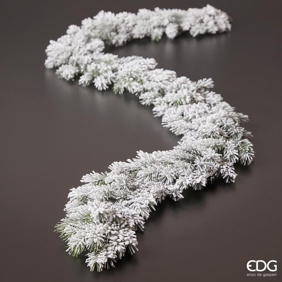 EDG Enzo De Gasperi Guirnalda de Pino Artificial Nevado White Green L180 cm – Decoración Navideña