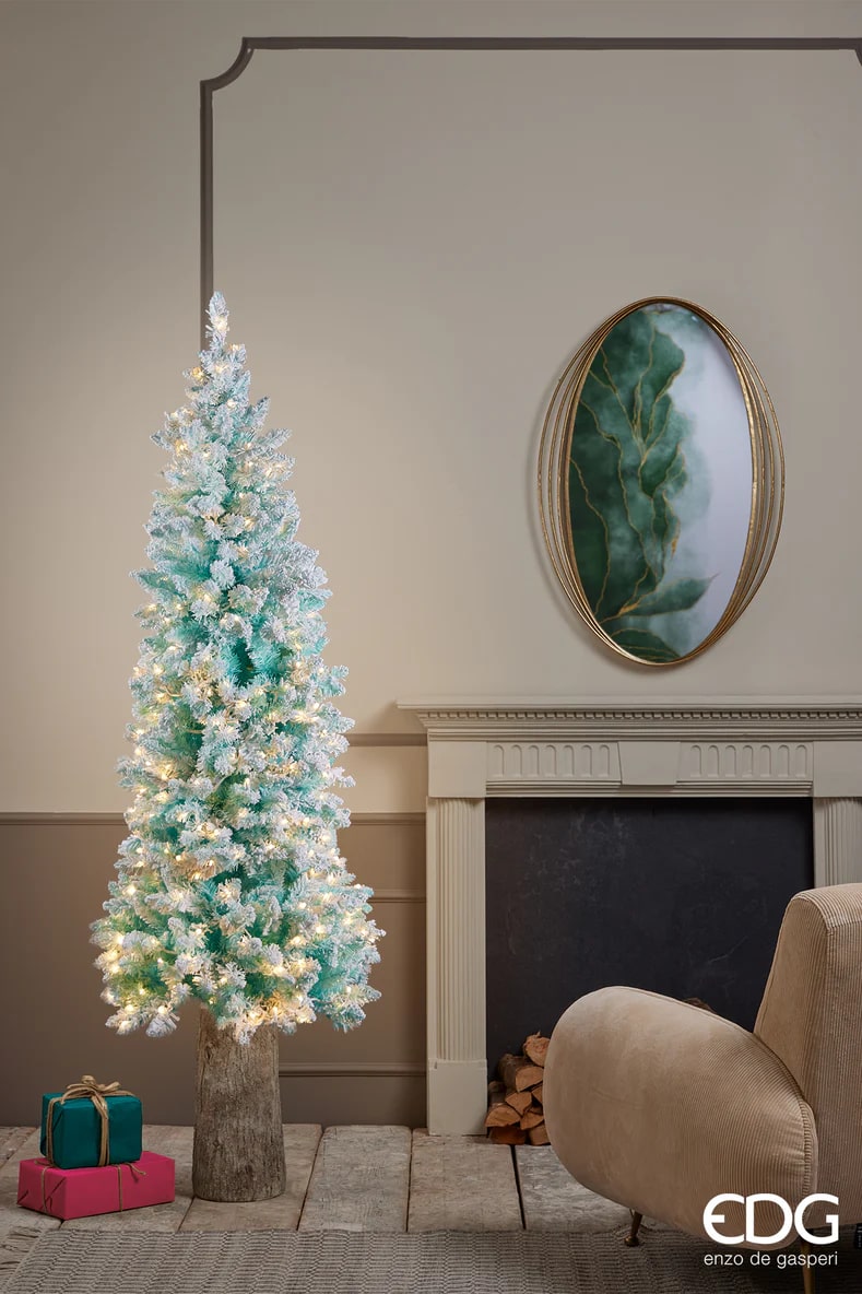 EDG Enzo De Gasperi Árbol de Navidad Pino Candy Nevado con 360 Led H 180 Cm D 71 Cm Tiffany