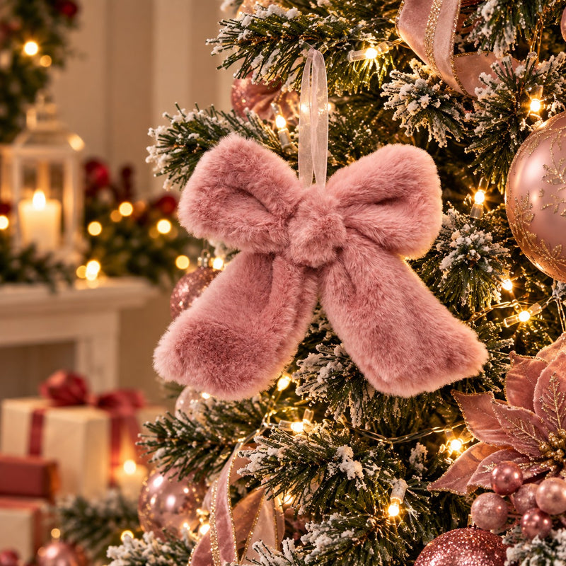 EDG Enzo De Gasperi Fiocco di Natale in Peluche Dark Pink – Decorazione Natalizia