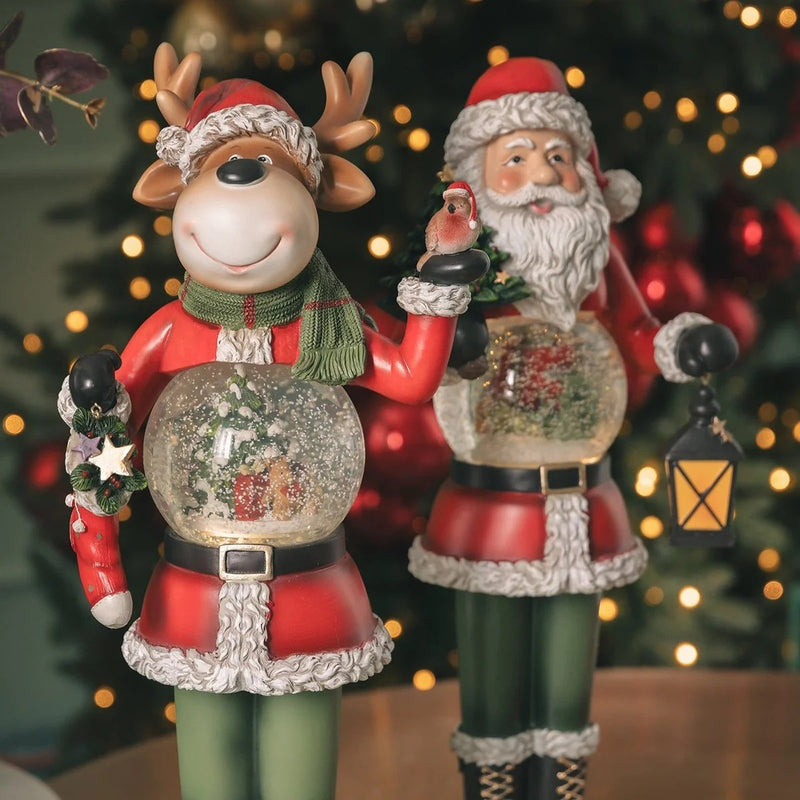 EDG Enzo De Gasperi Esfera de agua Papá Noel Linterna con LED H 50 cm D 13 cm Verde Rojo
