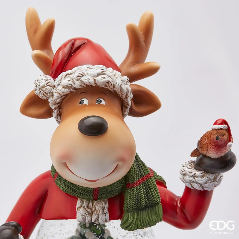 EDG Enzo De Gasperi Esfera de agua Reno Navidad con LED H 50 Cm D 13 Cm Verde Rojo