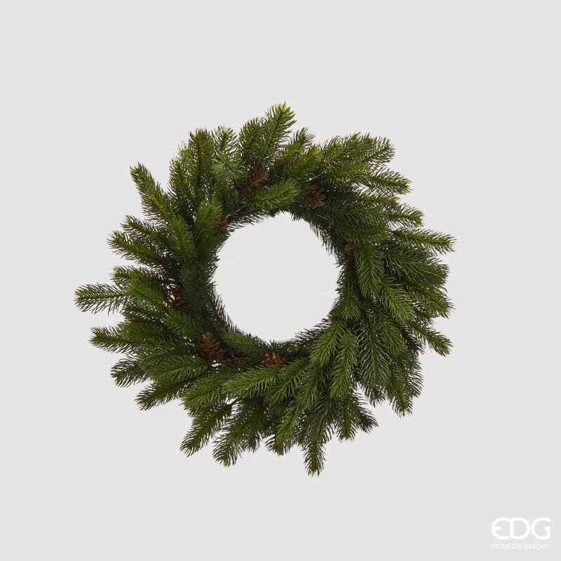 EDG Enzo De Gasperi Corona Verde di Pino con Piñas Ø48 cm – Decoración Navideña