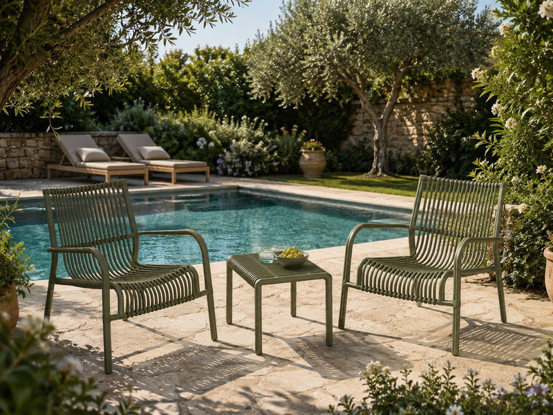 L'Arcolaio Set Jardín Ponza Verde: 2 Sillones y Mesita UV