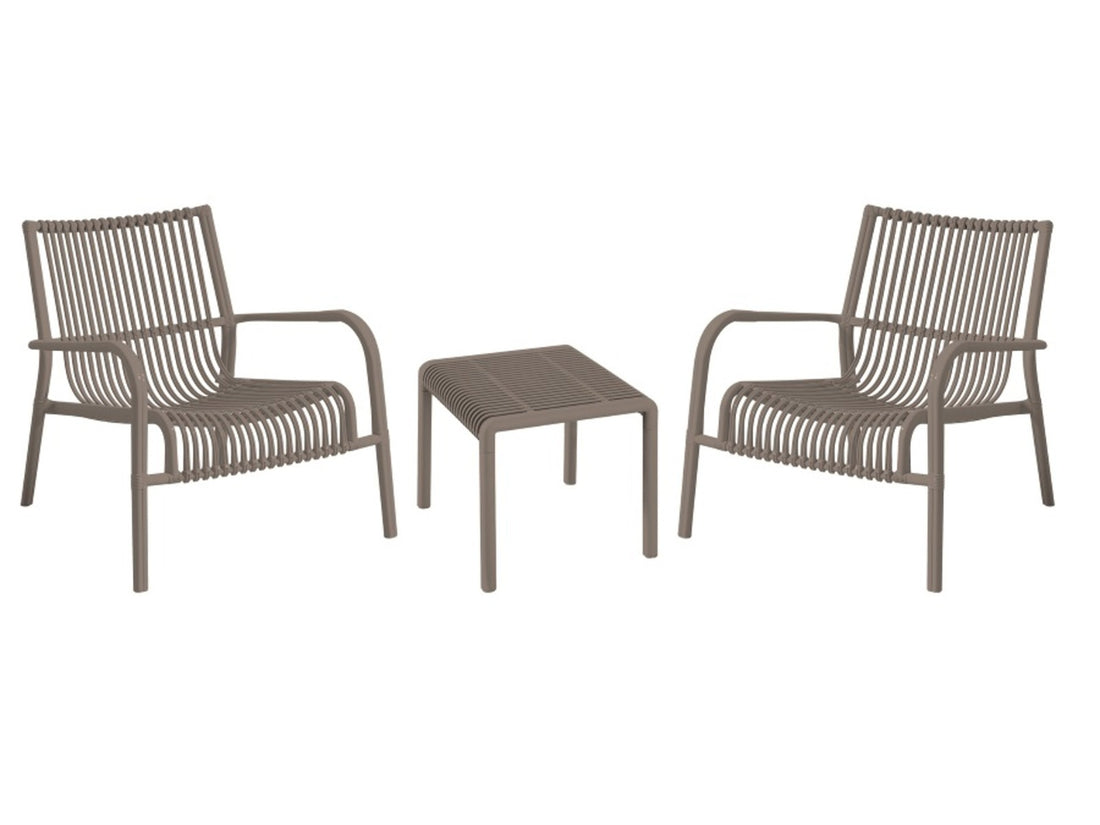 L'Arcolaio Set Giardino Ponza Tortora: 2 Poltrone e Tavolino UV