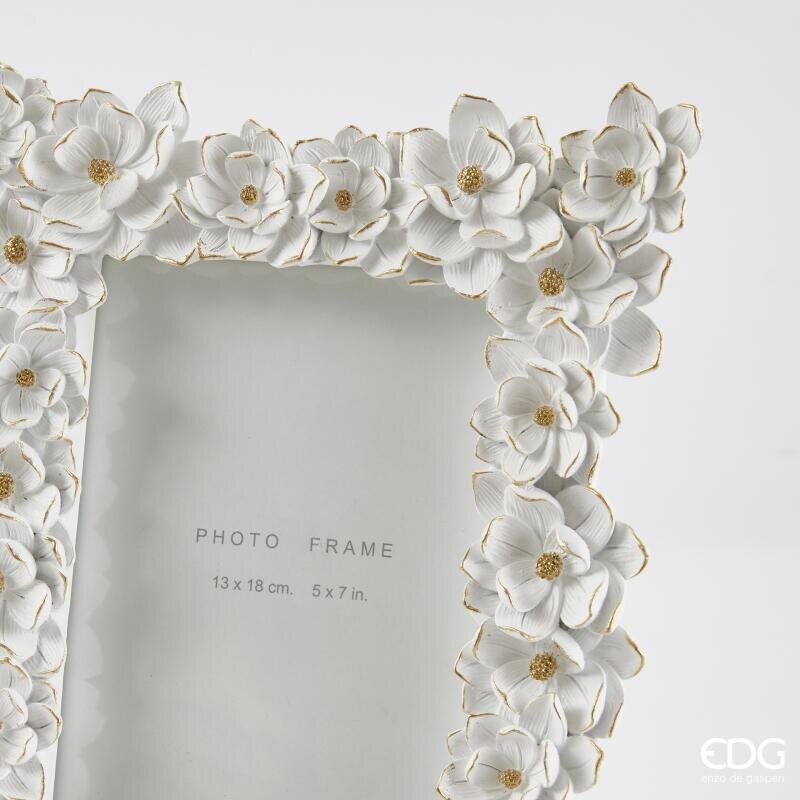 EDG Enzo De Gasperi Portafoto Elleboro Rettangolare H27x22 cm Bianco Oro – Cornice Decorativa