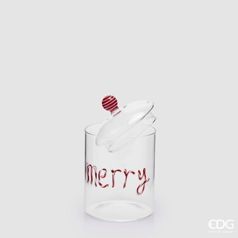 EDG Enzo De Gasperi Contenedor Cilindro Merry Christmas Rojo H16,5 Ø10 cm – Decoración Navideña