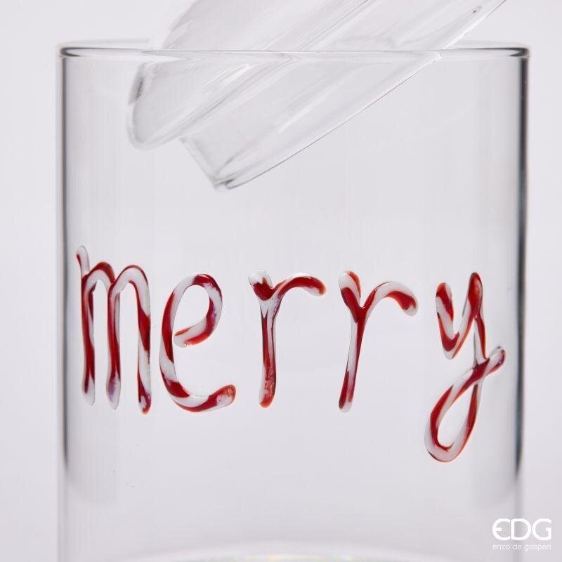 EDG Enzo De Gasperi Contenedor Cilindro Merry Christmas Rojo H16,5 Ø10 cm – Decoración Navideña