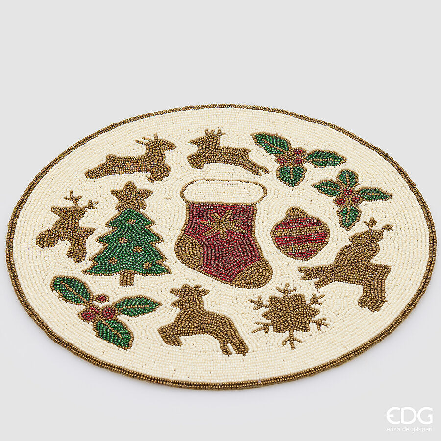 EDG Enzo De Gasperi Plato de Presentación Redondo Pino y Renna Green Red Ø35 cm – Mesa de Navidad