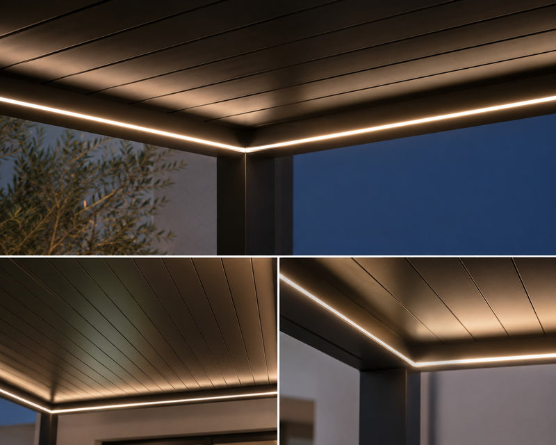 L'Arcolaio Luci LED in Silicone 8x8 mm per Pergola Bioclimatica Dimmer 4x4 m