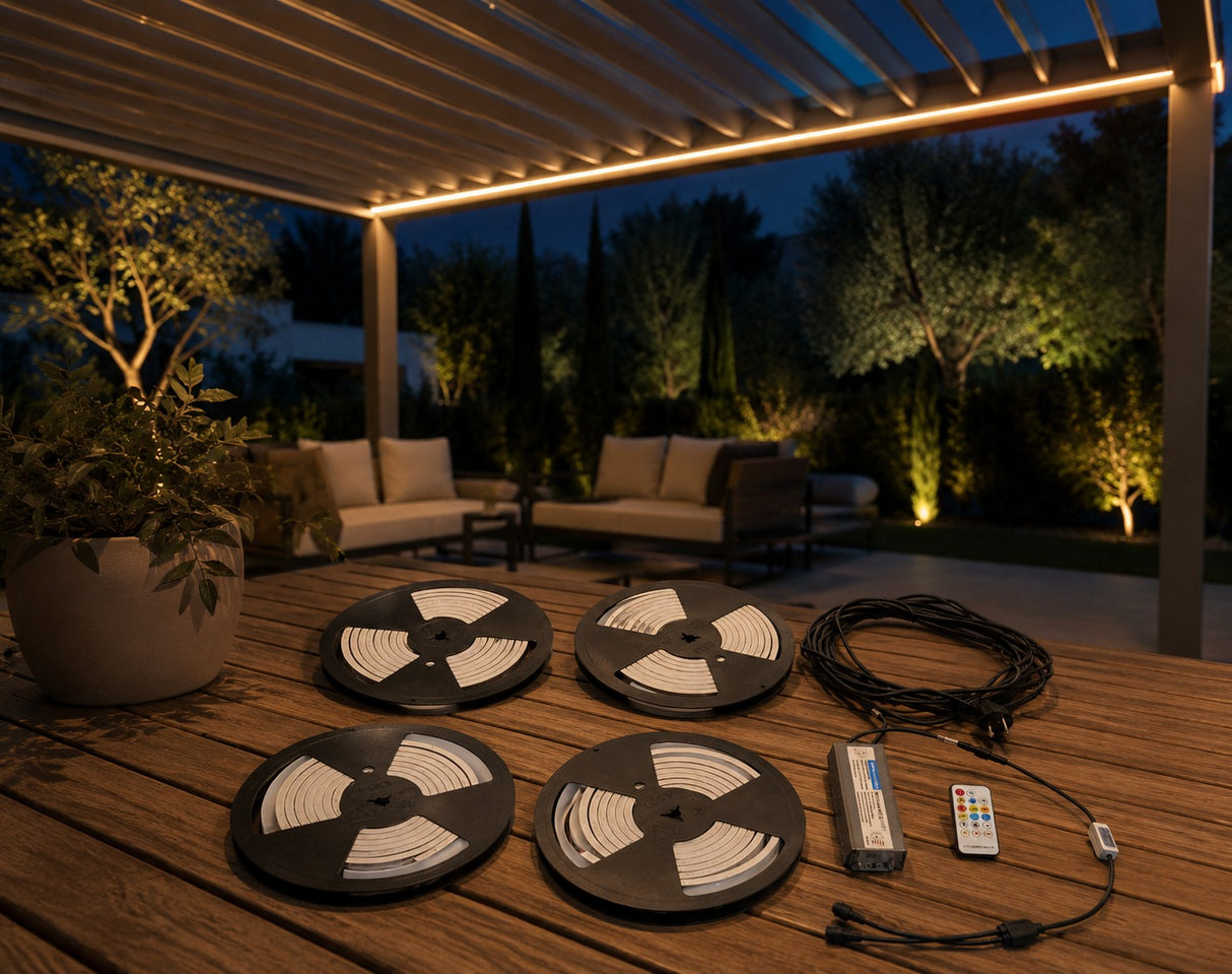 L'Arcolaio Luci LED in Silicone 8x8 mm per Pergola Bioclimatica Dimmer 4x4 m