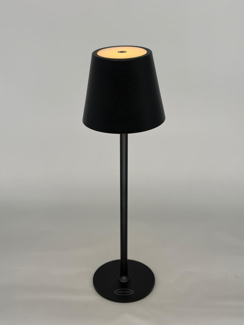L'Arcolaio Lámpara LED Touch Recargable H 38 cm 10 x 10 cm IP54 Round Pro Negra