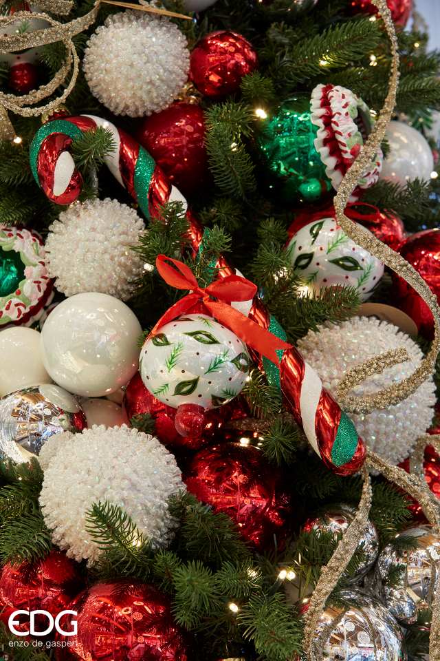 EDG Enzo De Gasperi Decoración Navidad Candycane para Colgar A 39 Cm Verde Rojo