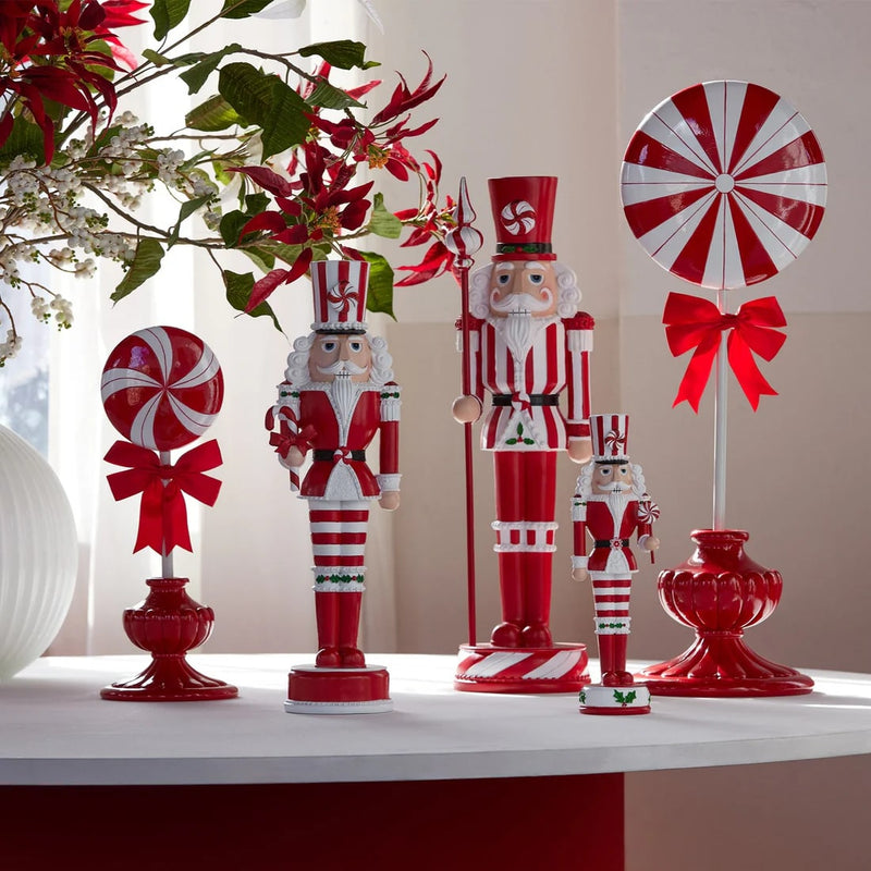 EDG Enzo De Gasperi Decoración Navideña Caramelo Topiary H 71 Cm L 23 Cm L 26 Cm Blanco Rojo