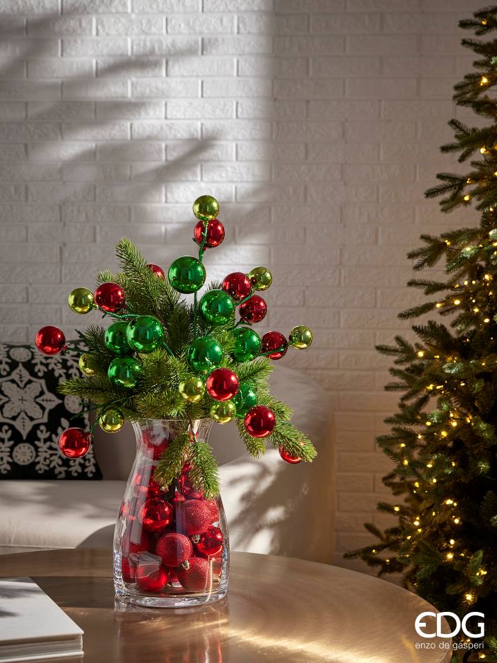 EDG Enzo De Gasperi Decoración Navidad RamasMix X 12 Alt. 53 Cm Verde Rojo