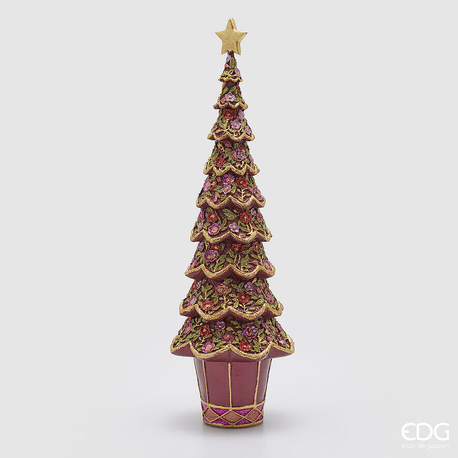 EDG Enzo De Gasperi Decoro Natale DecoGlitter Pino H 43 Cm D 15 Cm Purle