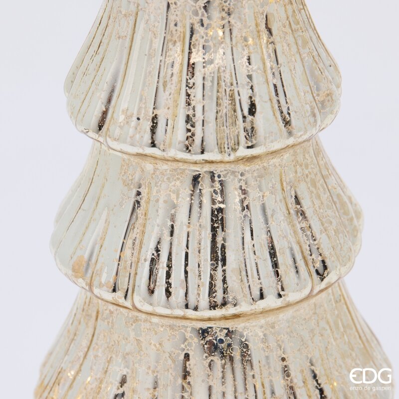 EDG Enzo De Gasperi Pino Twist Gold con MicroLED y Movimiento H42 Ø11 cm – Adorno Navideño