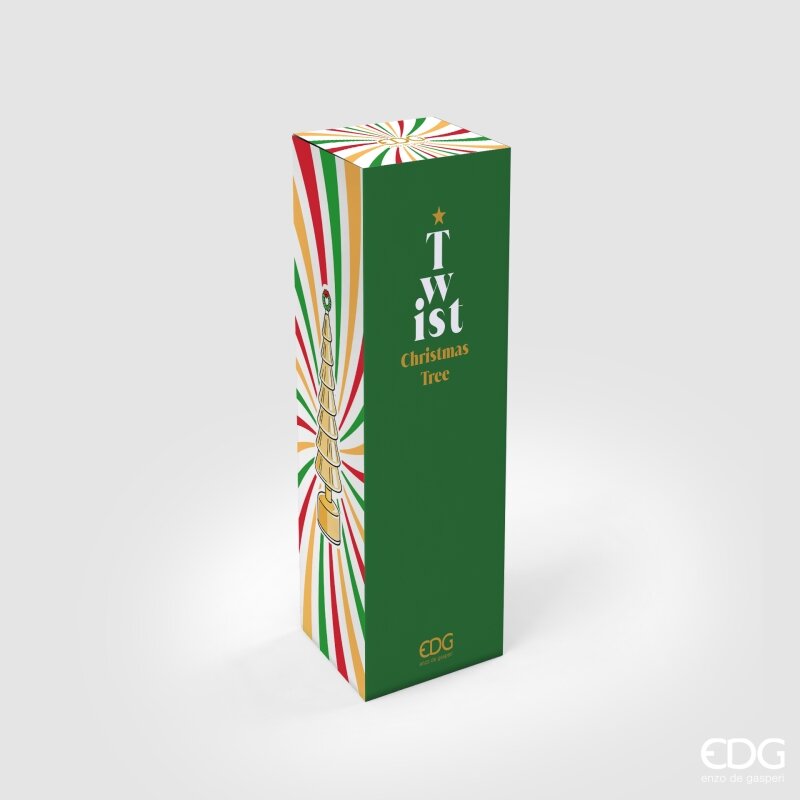 EDG Enzo De Gasperi Pino Twist Gold con MicroLED y Movimiento H42 Ø11 cm – Adorno Navideño