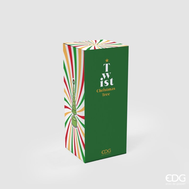 EDG Enzo De Gasperi Pino Twist Green con MicroLED y Movimiento H32 Ø9 cm – Decoración de Navidad