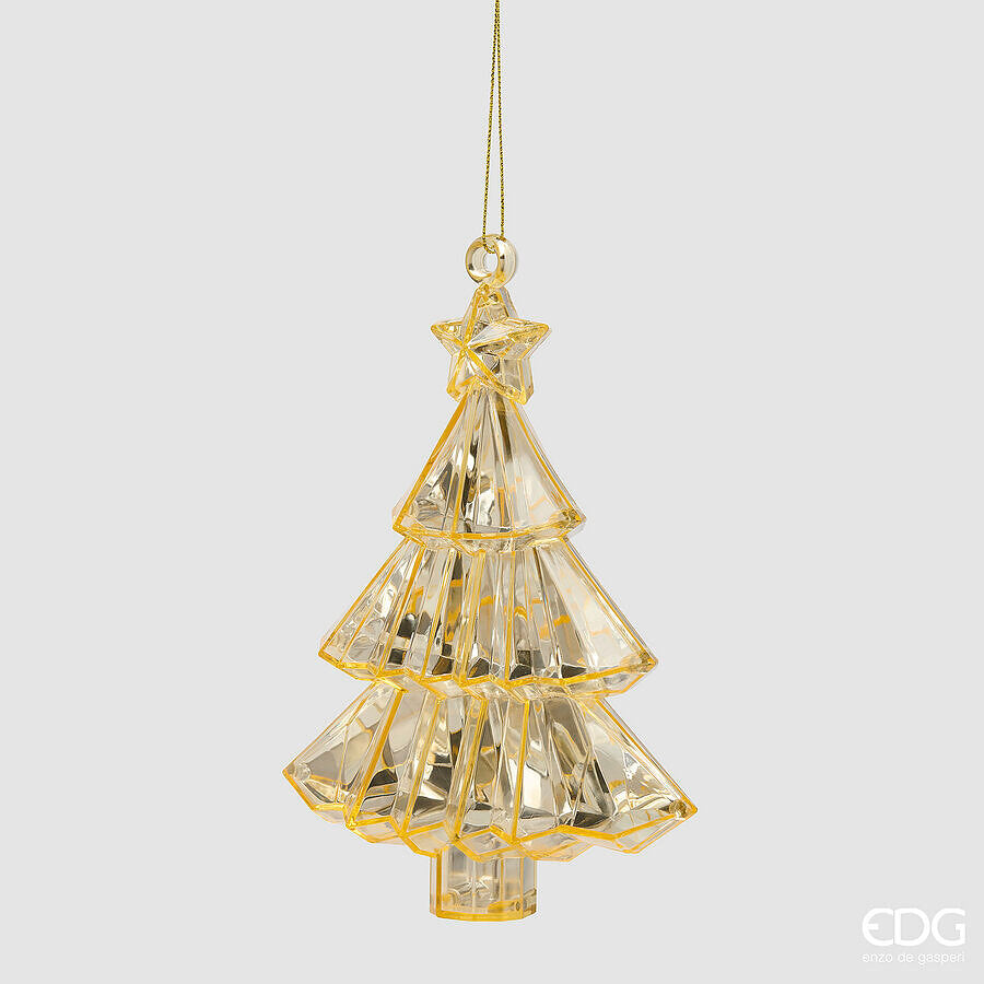 EDG Enzo De Gasperi Decoración Diamante Pino para Colgar Champagne 17x13x6 cm – Adorno Navideño