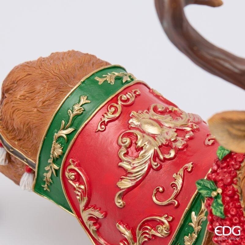 EDG Enzo De Gasperi Renna Natalizia con Ghirlanda H44x32x14,5 cm Nocciola – Decorazione di Natale