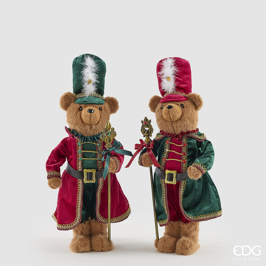 EDG Enzo De Gasperi Orso Soldatino Ass. Natalizio H60 cm Verde Rosso – Decorazione di Natale 1 Pz