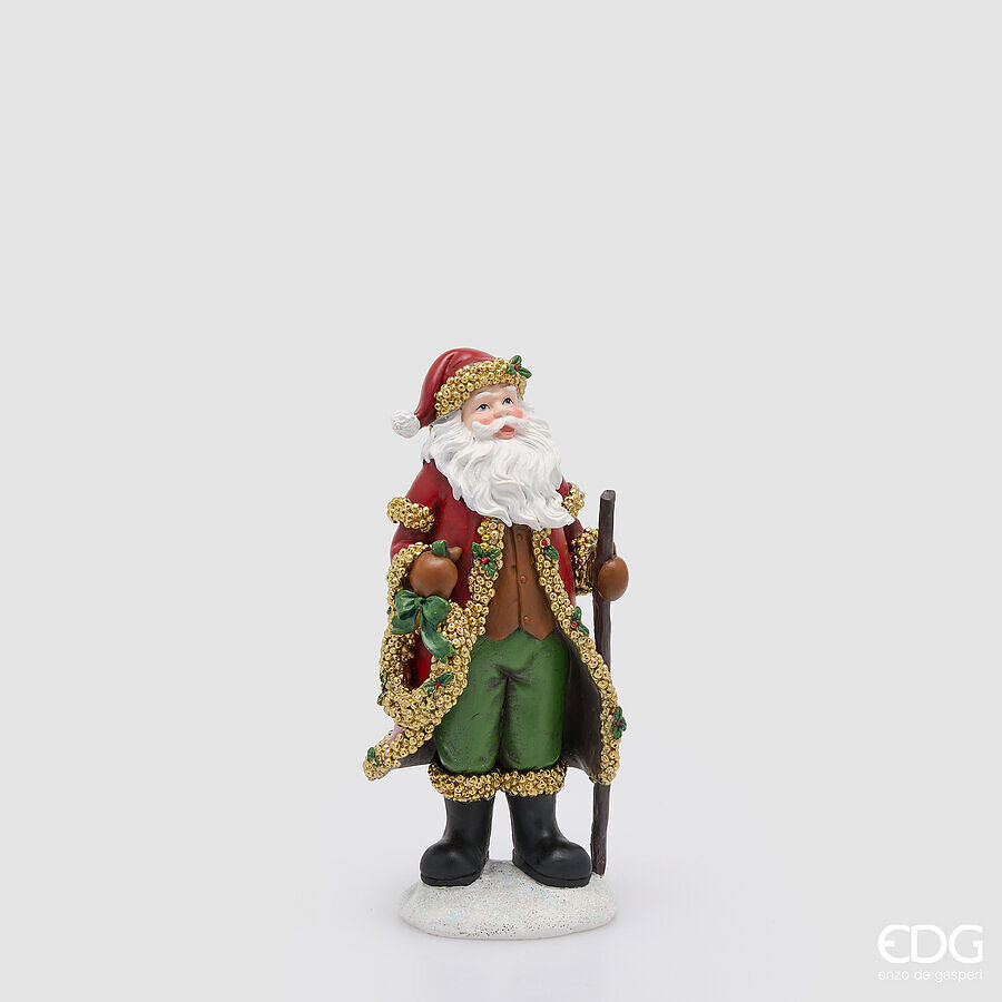 EDG Enzo De Gasperi Babbo Natale con Bastone H27x13x11 cm Verde Rosso – Decorazione di Natale