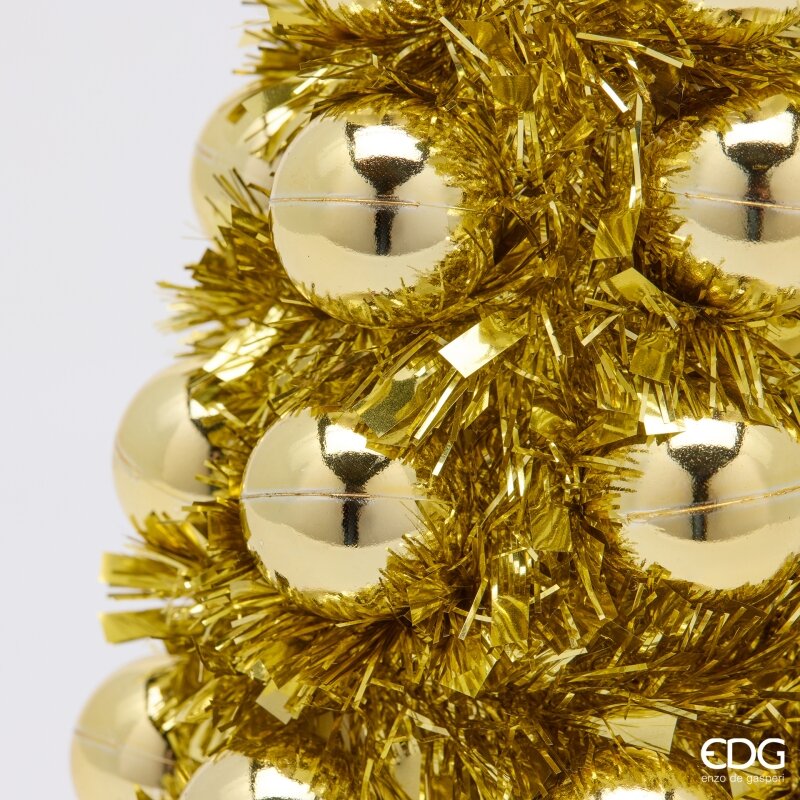 EDG Enzo De Gasperi Decoración Pino con Bolas Gold H35 Ø13 cm – Decoración de Navidad