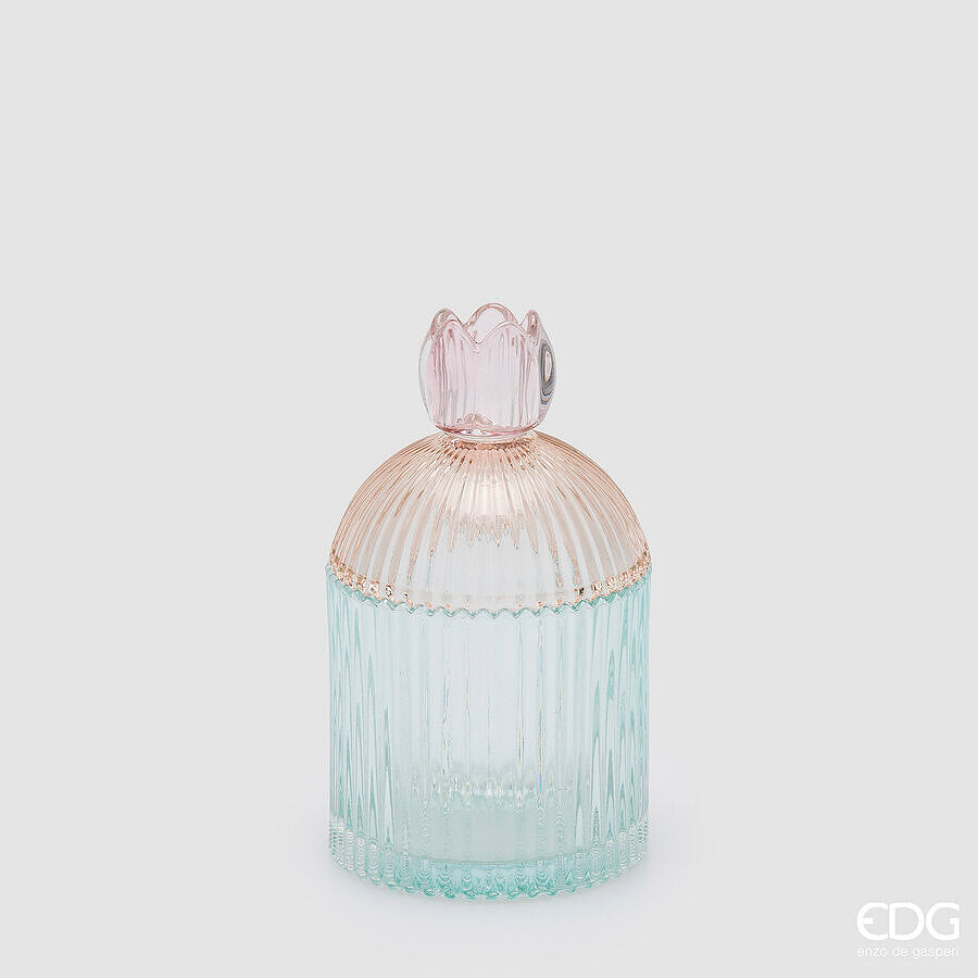 EDG Enzo De Gasperi Recipiente Decorativo a Rayas Pink Mix H18,5 Ø10,5 cm – Decoración Navideña