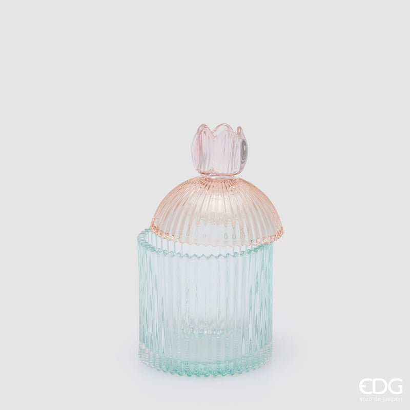 EDG Enzo De Gasperi Recipiente Decorativo a Rayas Pink Mix H18,5 Ø10,5 cm – Decoración Navideña