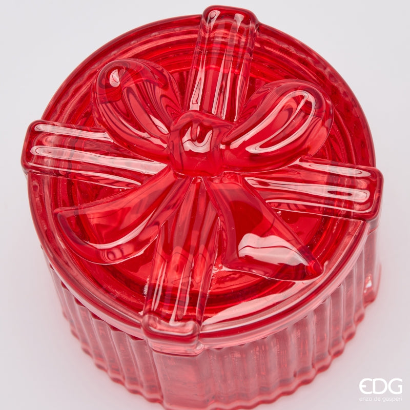 EDG Enzo De Gasperi Contenitore Decorativo Pacco Regalo Rotondo H6 Ø8 cm Rosso – Decorazione Natalizia