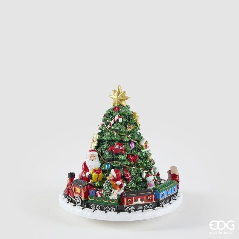 EDG Enzo De Gasperi Carillón Navideño Trenecito con Pino H17 Ø15,5 cm Verde – Decoración de Navidad