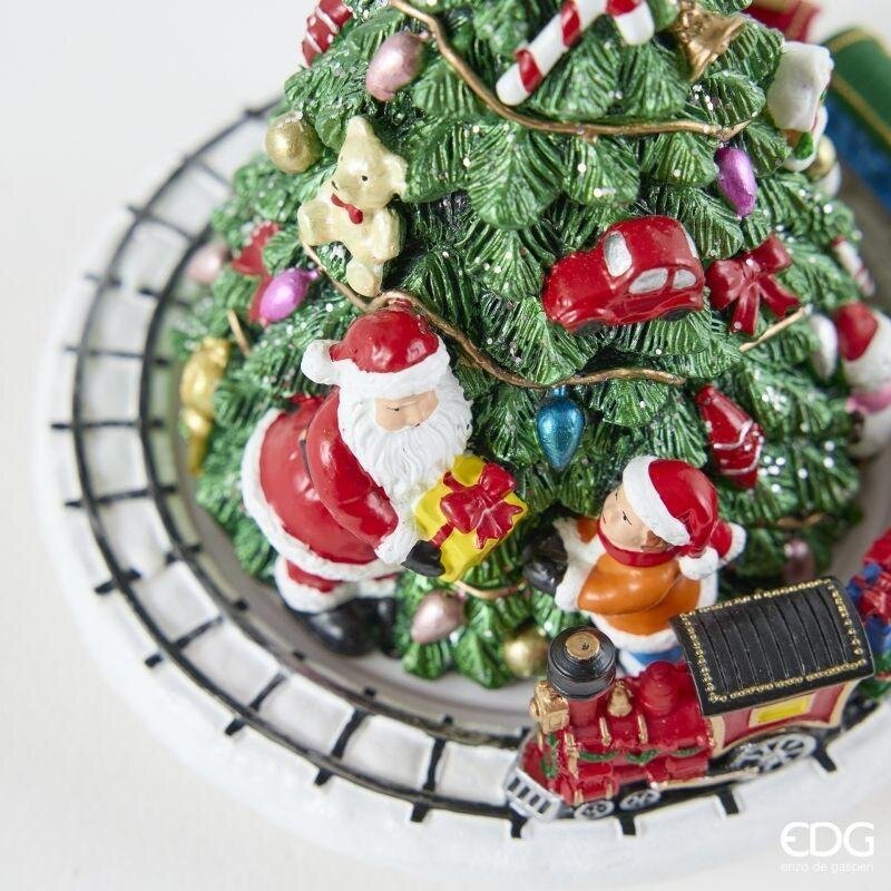 EDG Enzo De Gasperi Carillón Navideño Trenecito con Pino H17 Ø15,5 cm Verde – Decoración de Navidad